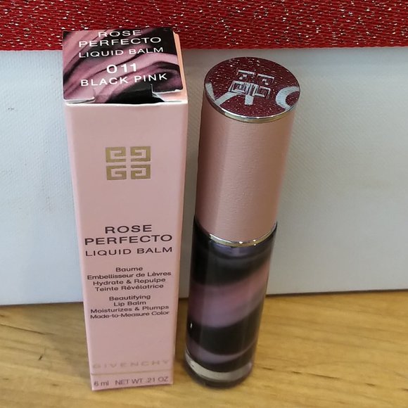 GIVENCHY Rose Perfecto Lip Gloss Balm w. wand Black Pink #11 .21 oz